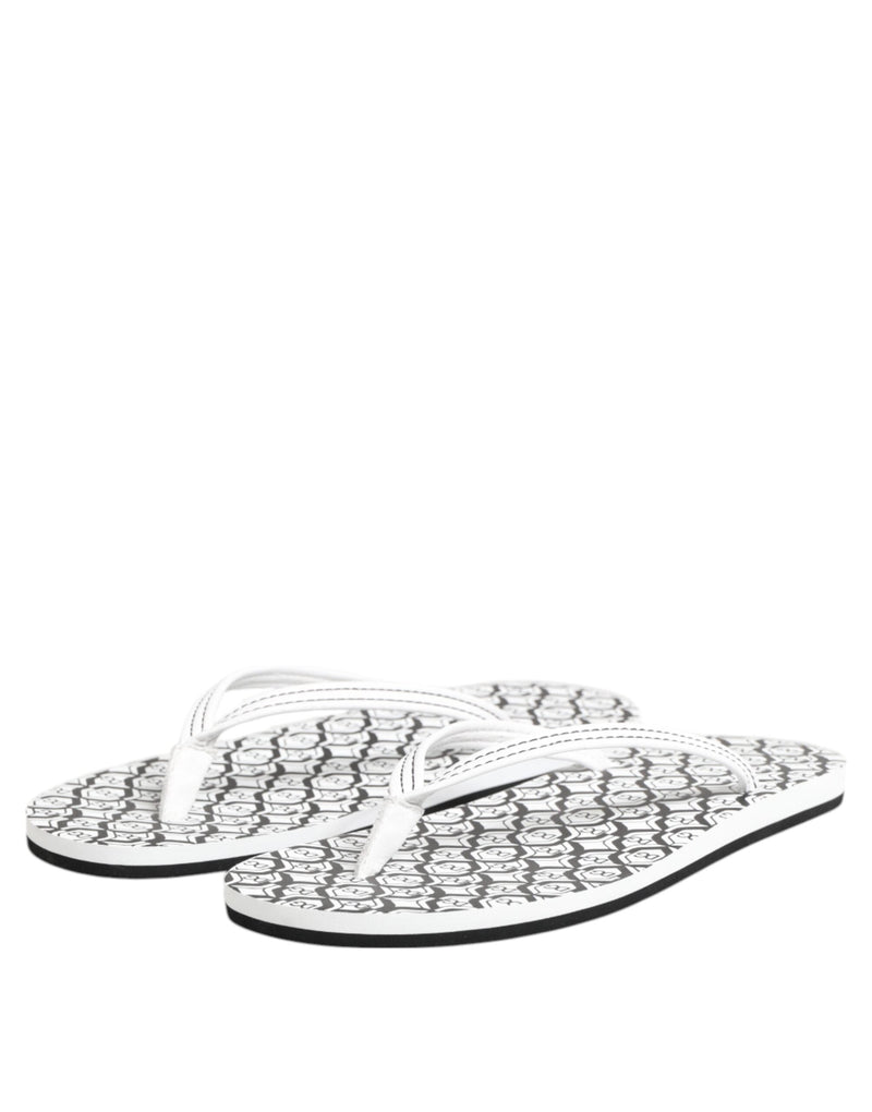 Black White Logo Beachwear Flats Slipper Shoes Dolce & Gabbana