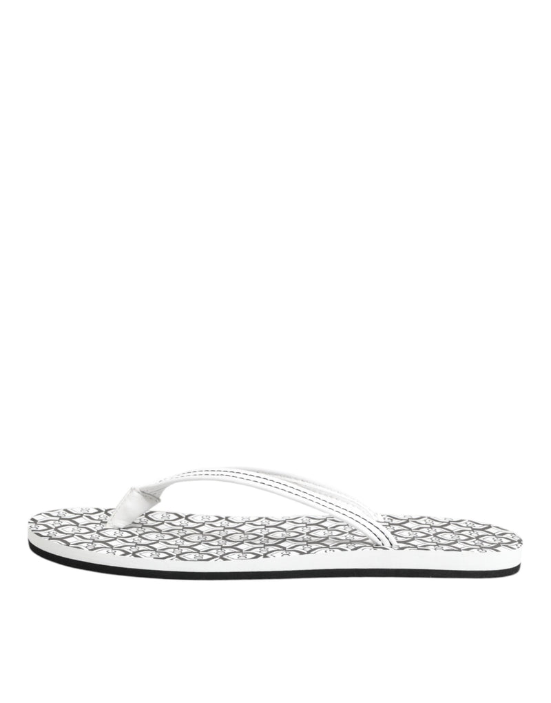 Black White Logo Beachwear Flats Slipper Shoes Dolce & Gabbana