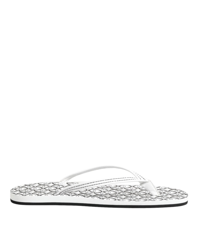 Black White Logo Beachwear Flats Slipper Shoes Dolce & Gabbana