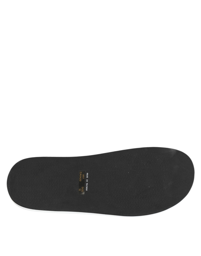 Black White Logo Beachwear Flats Slipper Shoes Dolce & Gabbana