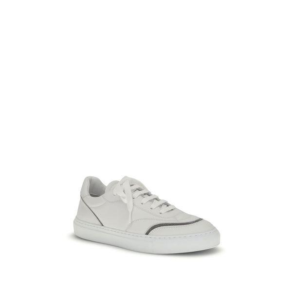 Leather Sneakers with Shiny Details Brunello Cucinelli