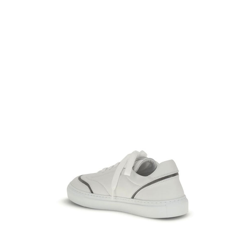Leather Sneakers with Shiny Details Brunello Cucinelli