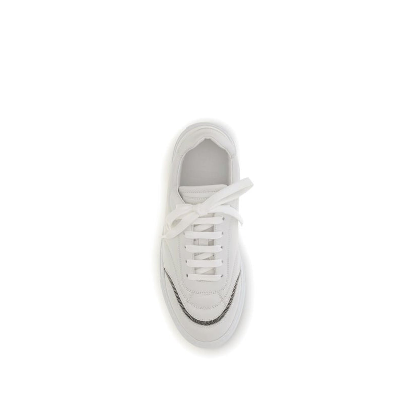 Leather Sneakers with Shiny Details Brunello Cucinelli