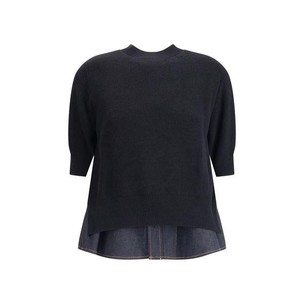 Denim detail Sweater Sacai