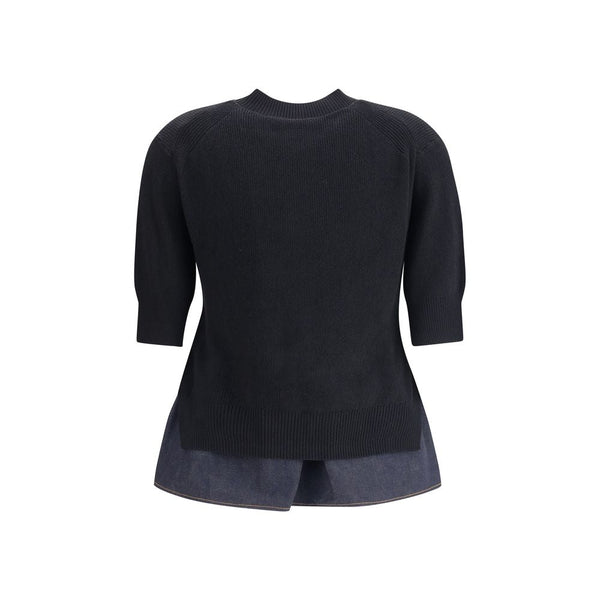 Denim detail Sweater Sacai