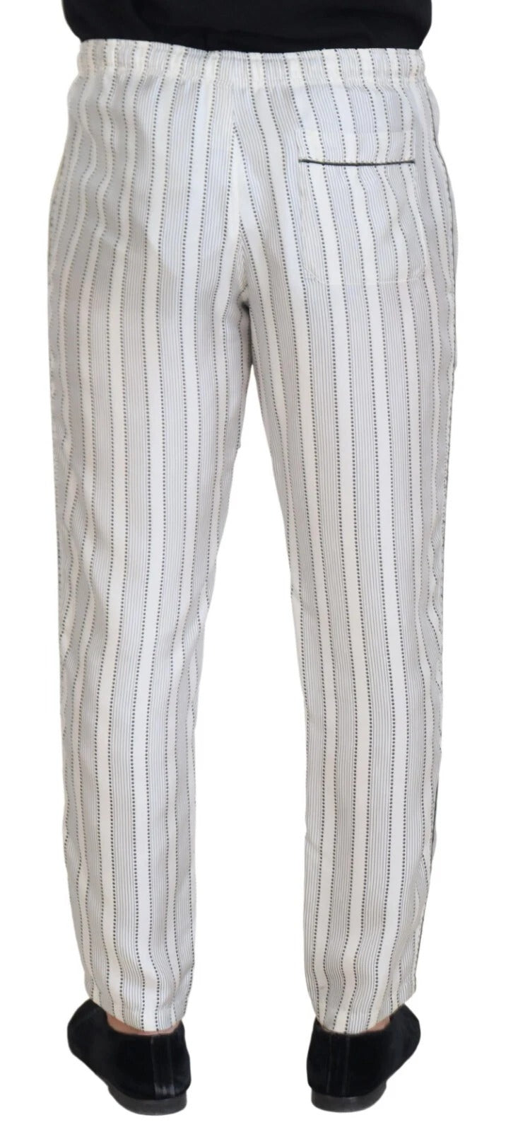 White Stripes Silk Lounge Trouser Pants Dolce & Gabbana