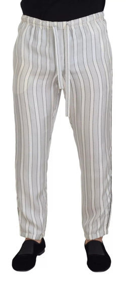 White Stripes Silk Lounge Trouser Pants Dolce & Gabbana