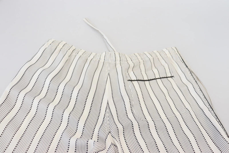 White Stripes Silk Lounge Trouser Pants Dolce & Gabbana