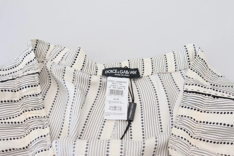 White Stripes Silk Lounge Trouser Pants Dolce & Gabbana
