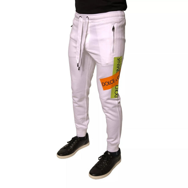 White Logo Tape Jogger Cotton Sweatpant Pants Dolce & Gabbana