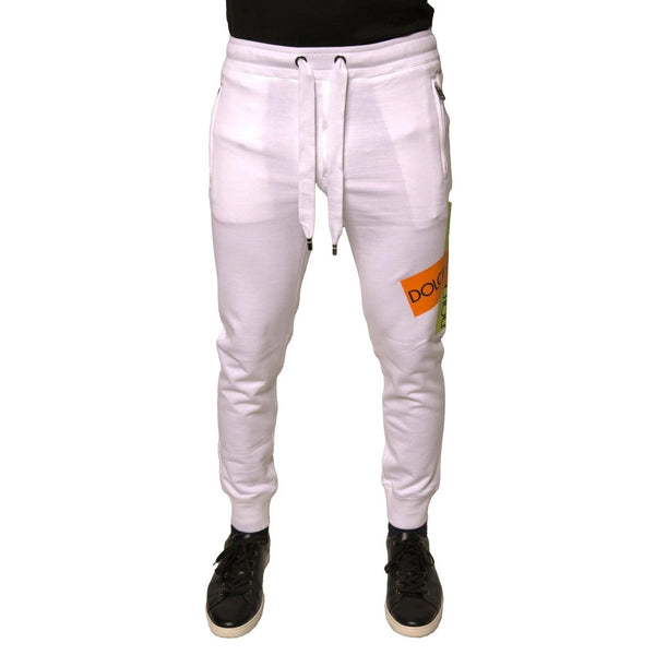 White Logo Tape Jogger Cotton Sweatpant Pants Dolce & Gabbana