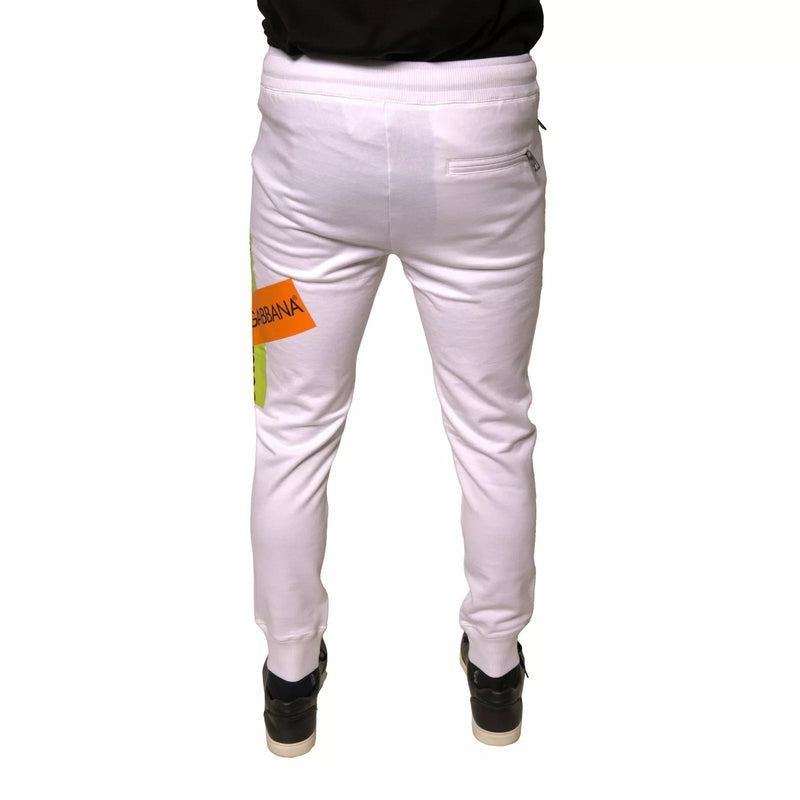 White Logo Tape Jogger Cotton Sweatpant Pants Dolce & Gabbana