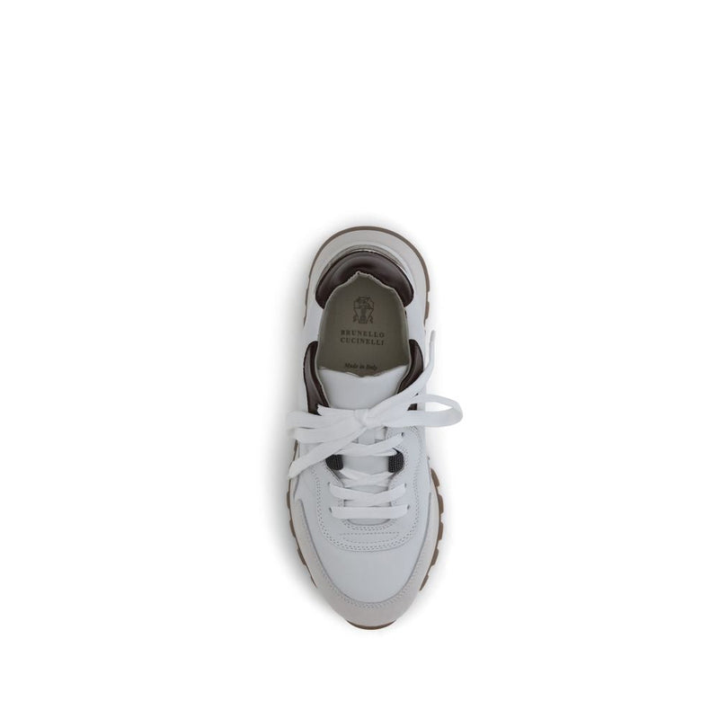 Leather Sneakers with shiny details Brunello Cucinelli