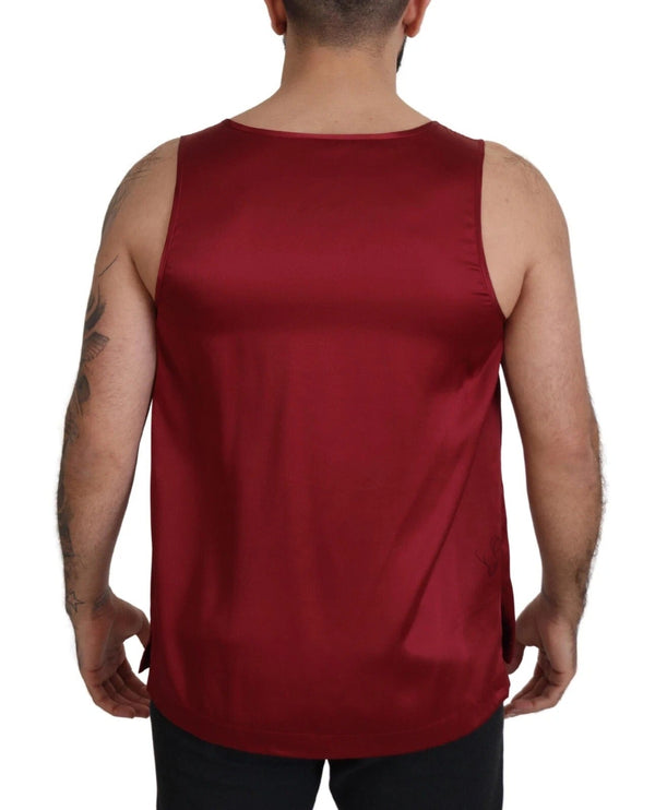 Red Round Neck Sleeveless Silk T-shirt Dolce & Gabbana