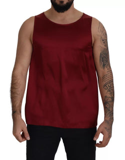 Red Round Neck Sleeveless Silk T-shirt Dolce & Gabbana