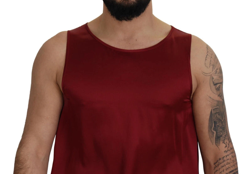 Red Round Neck Sleeveless Silk T-shirt Dolce & Gabbana