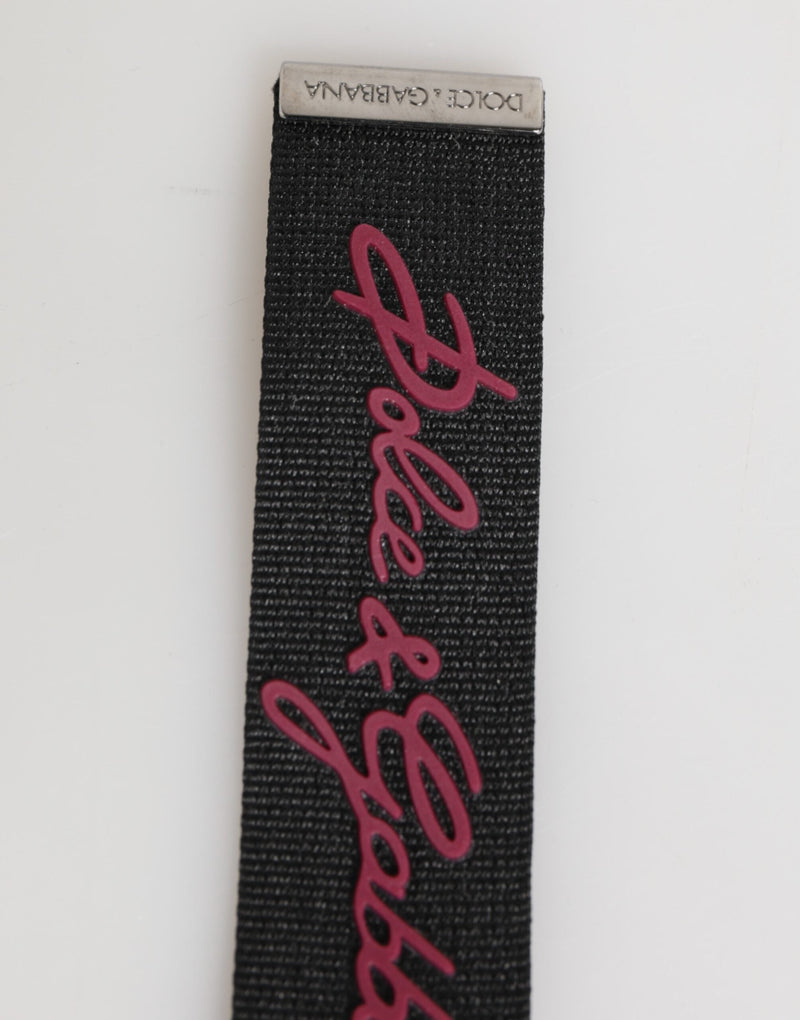 Black Burgundy Polyester DG Logo Men Keychain Keyring Dolce & Gabbana