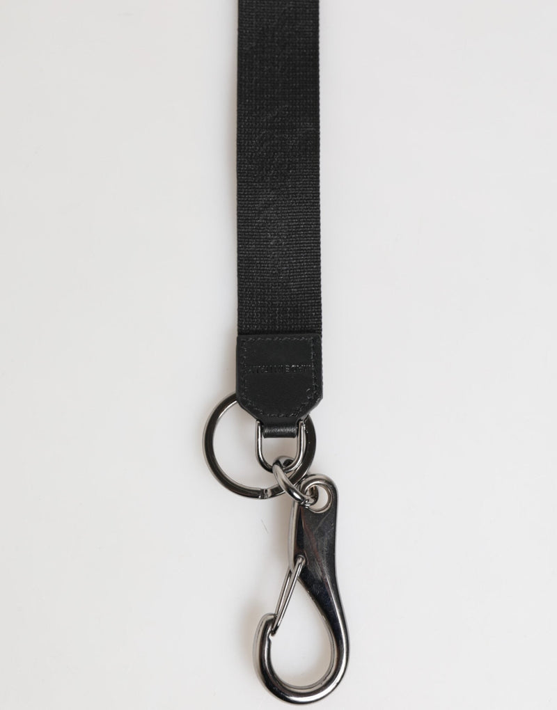 Black Burgundy Polyester DG Logo Men Keychain Keyring Dolce & Gabbana