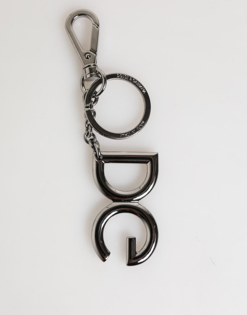 Silver Brass DG Logo Metal Keychain Holder Men Keyring Dolce & Gabbana