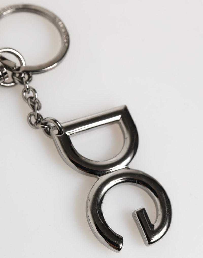 Silver Brass DG Logo Metal Keychain Holder Men Keyring Dolce & Gabbana