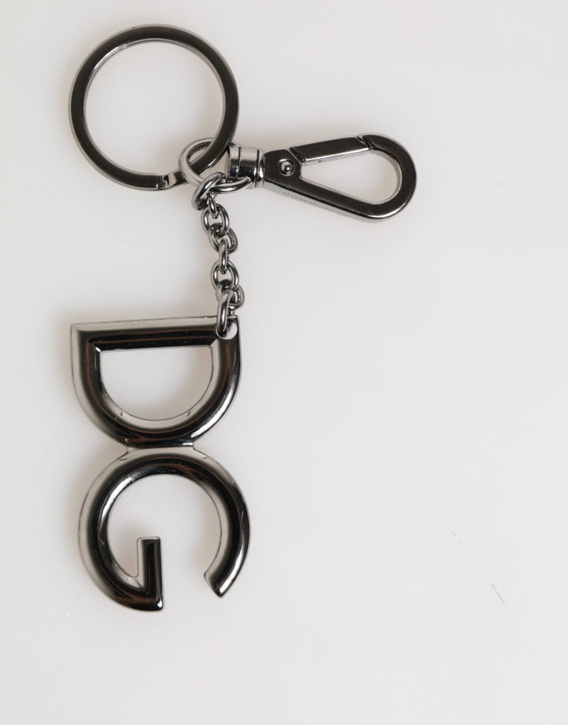Silver Brass DG Logo Metal Keychain Holder Men Keyring Dolce & Gabbana
