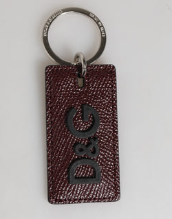 Dark Brown Leather Logo Metal Ring Men Keychain Keyring Dolce & Gabbana