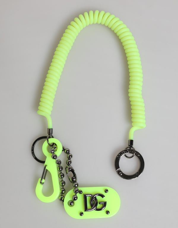 Green Springy Key Holder DG Logo Men's Keychain Dolce & Gabbana