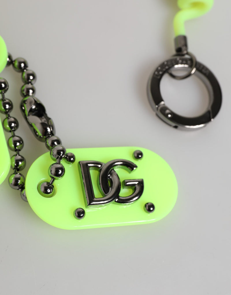 Green Springy Key Holder DG Logo Men's Keychain Dolce & Gabbana