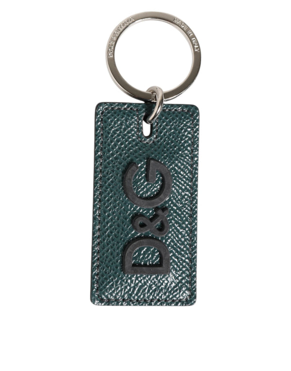 Army Green Leather Logo Metal Ring Men Keychain Keyring Dolce & Gabbana