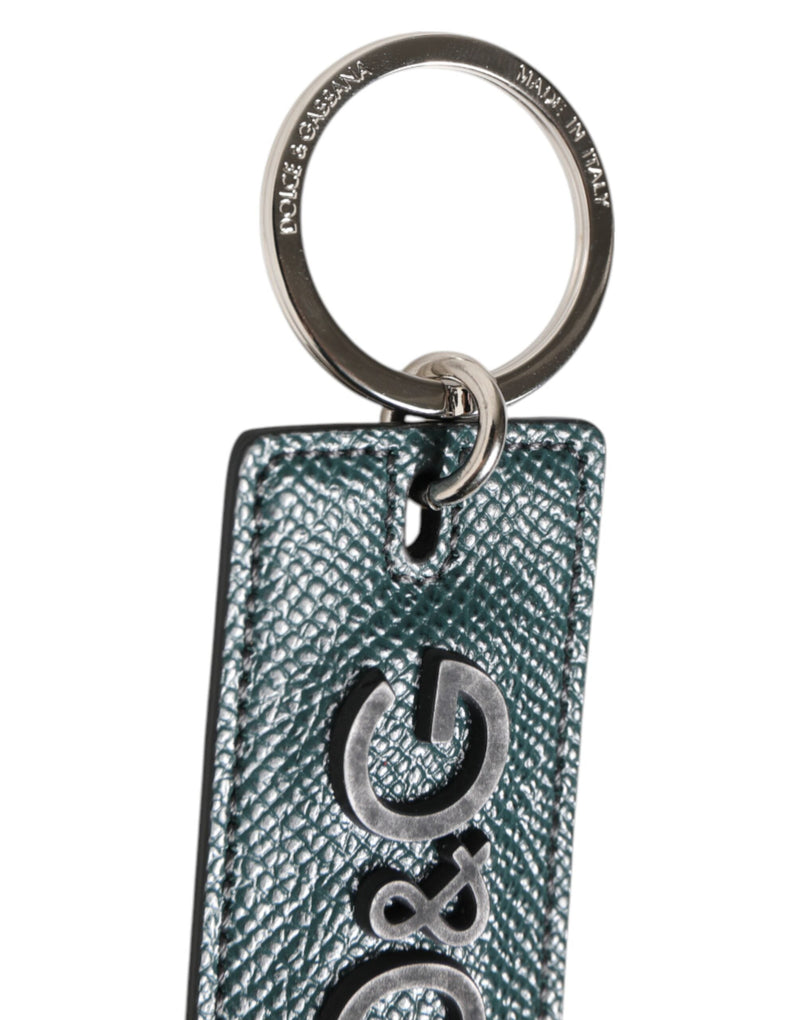 Army Green Leather Logo Metal Ring Men Keychain Keyring Dolce & Gabbana