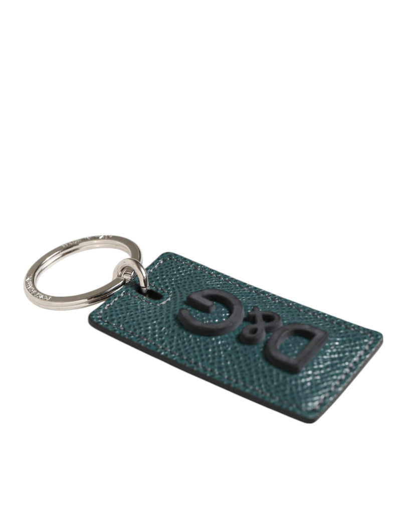 Army Green Leather Logo Metal Ring Men Keychain Keyring Dolce & Gabbana