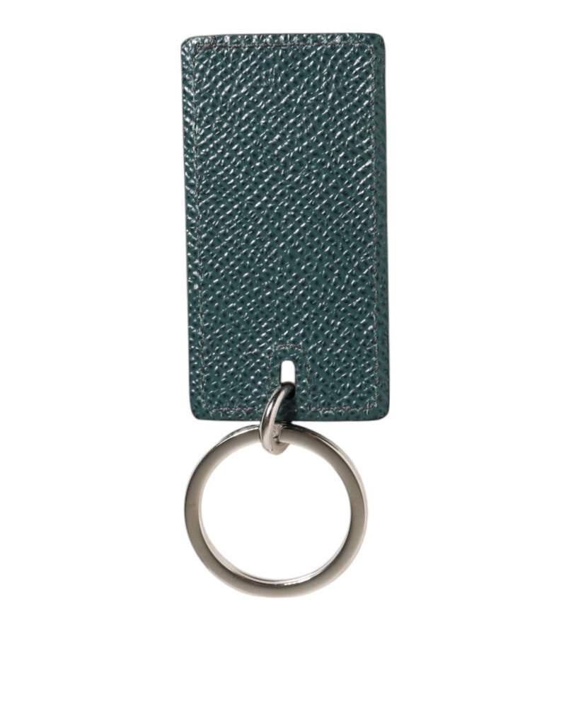 Army Green Leather Logo Metal Ring Men Keychain Keyring Dolce & Gabbana