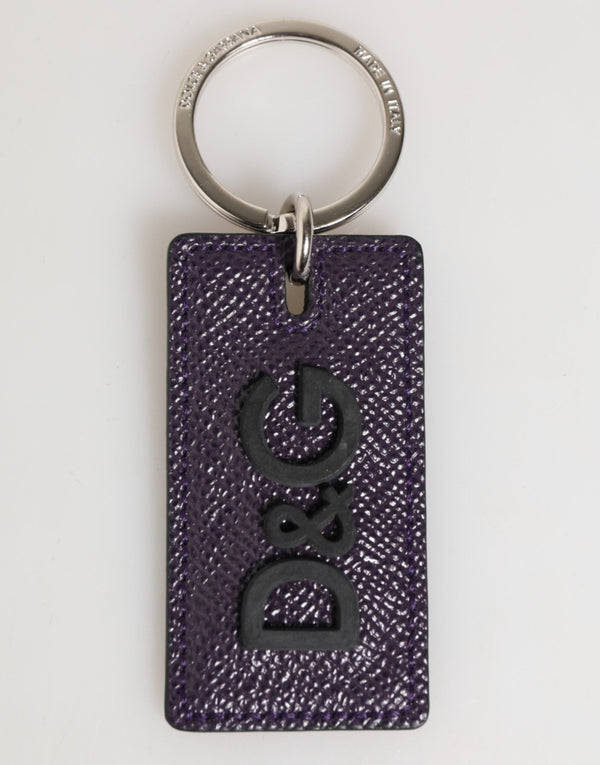 Violet Leather Logo Metal Ring Men Keychain Keyring Dolce & Gabbana