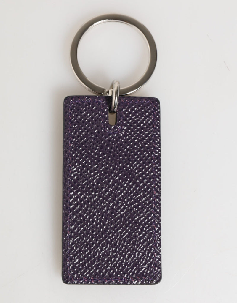 Violet Leather Logo Metal Ring Men Keychain Keyring Dolce & Gabbana