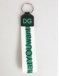 Green Logo Polyester Silver Brass Holder Keychain Keyring Dolce & Gabbana
