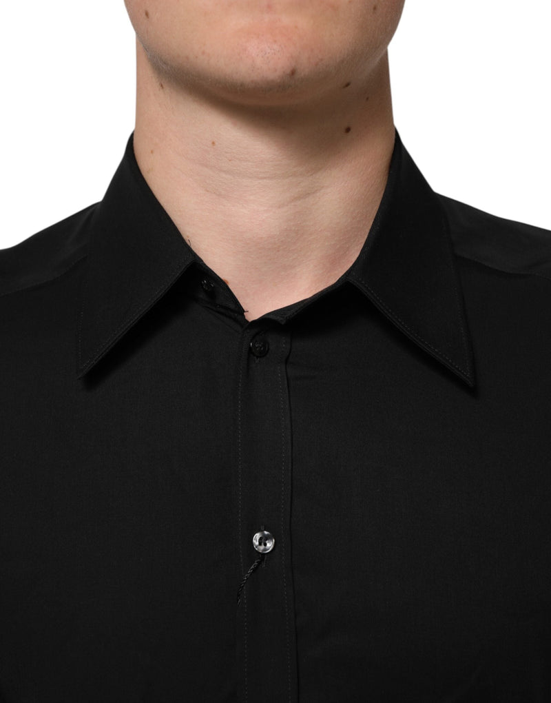 Black Viscose Long Sleeve Formal Dress Shirt Dolce & Gabbana