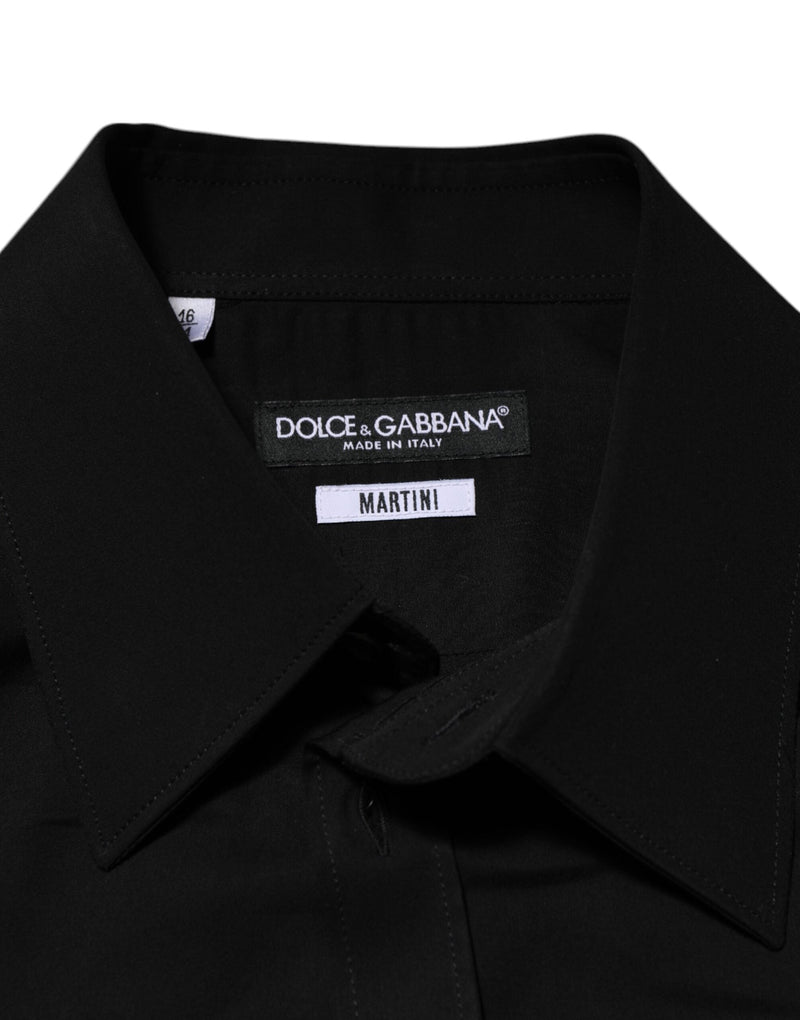 Black Viscose Long Sleeve Formal Dress Shirt Dolce & Gabbana