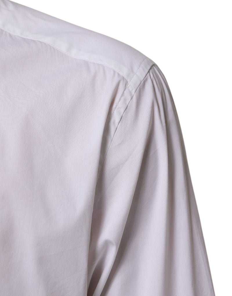 White Cotton GOLD Long Sleeves Formal Shirt Dolce & Gabbana
