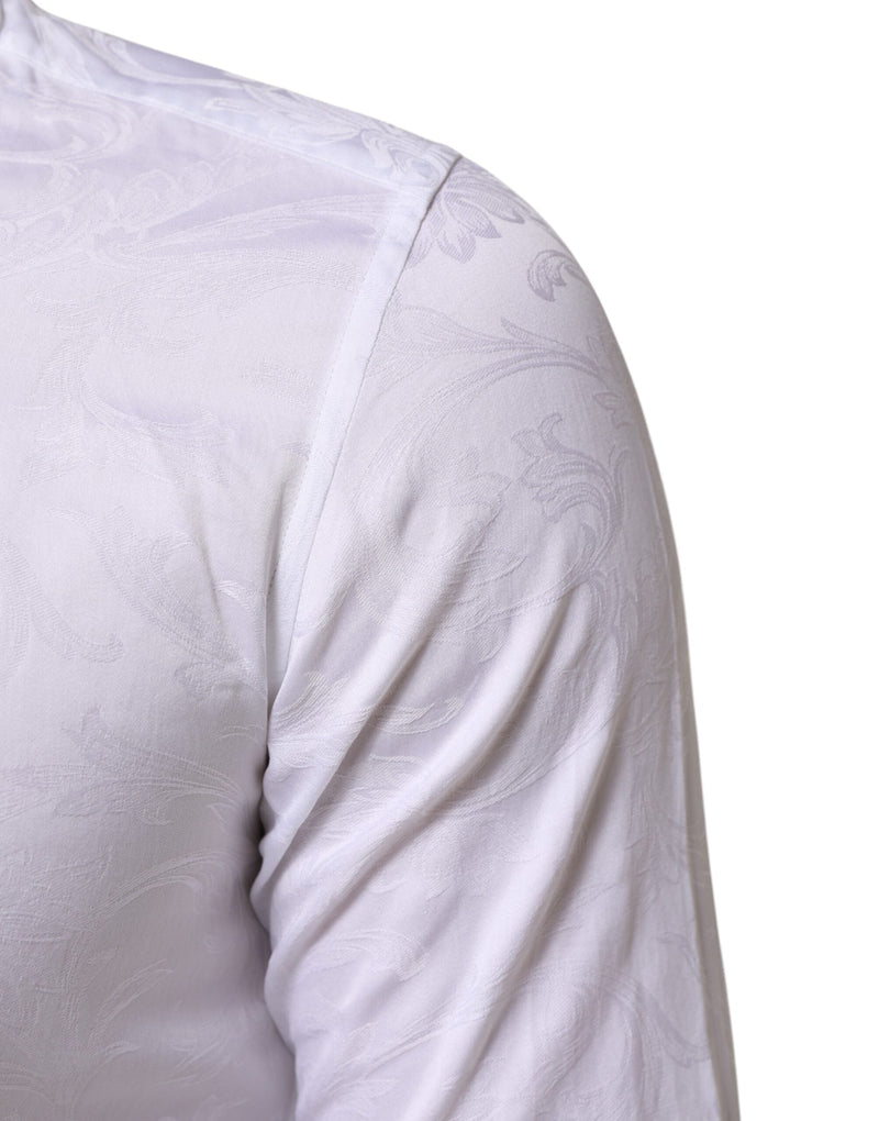 White Cotton MARTINI Paisley Jacquard Shirt Dolce & Gabbana