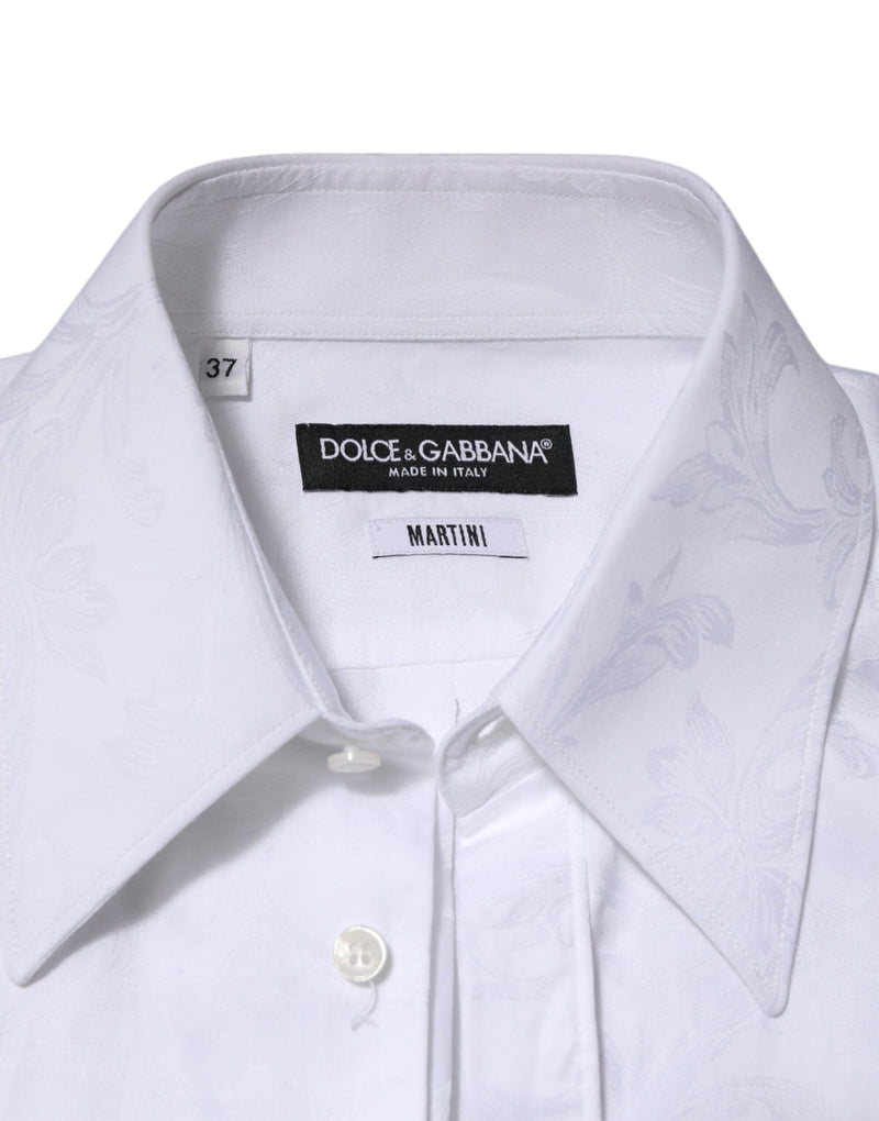 White Cotton MARTINI Paisley Jacquard Shirt Dolce & Gabbana