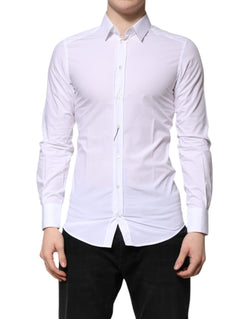 White Cotton GOLD Long Sleeves Dress Shirt Dolce & Gabbana