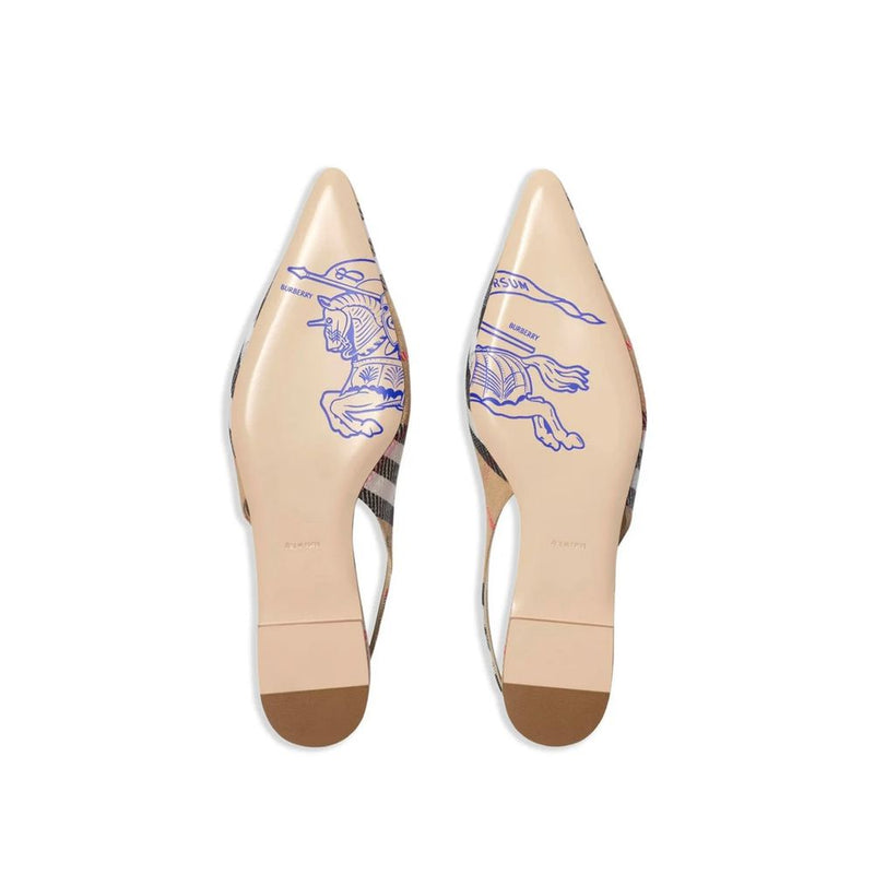 Check Birdie Slingback Ballerina Flats Burberry