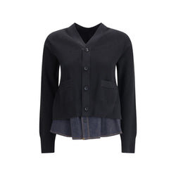 Cardigan with denim panel Sacai