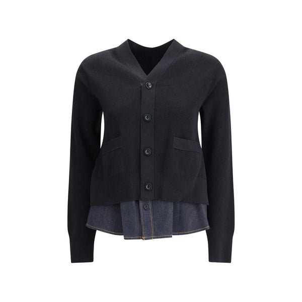Cardigan with denim panel Sacai