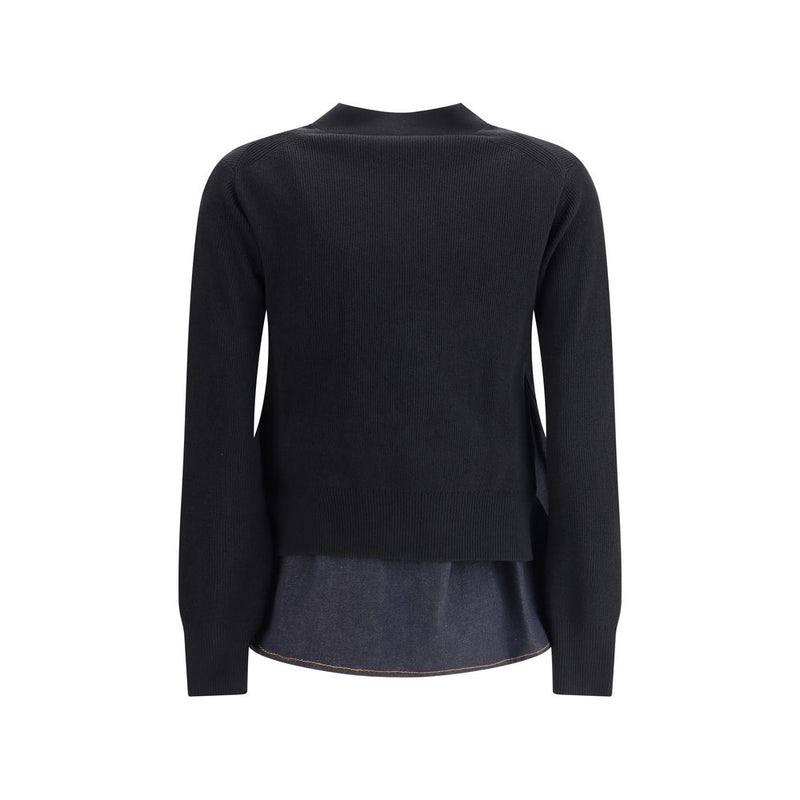 Cardigan with denim panel Sacai