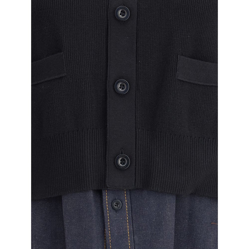 Cardigan with denim panel Sacai