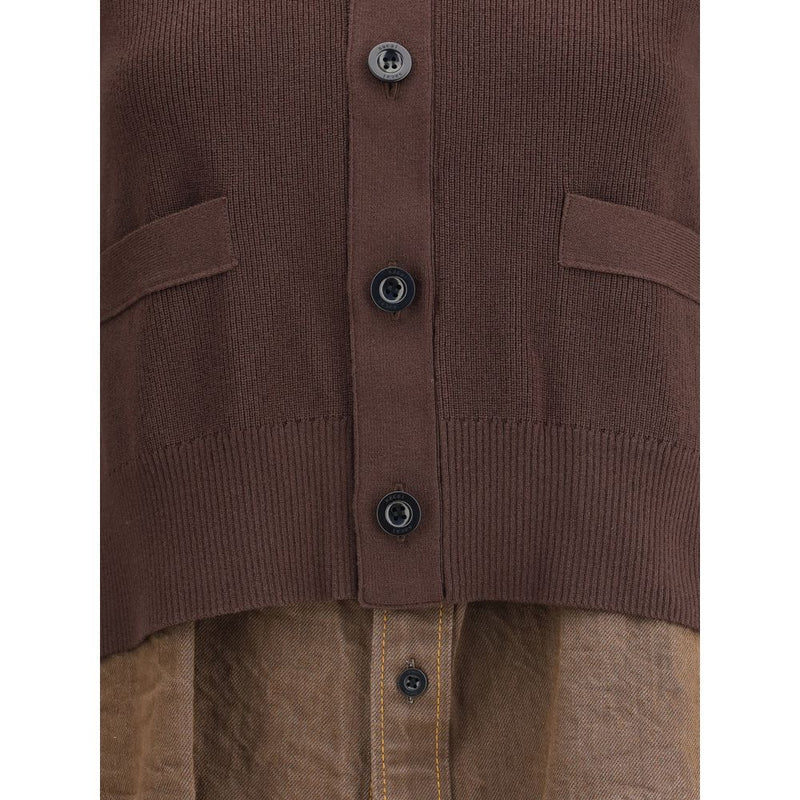 Cardigan with denim panel Sacai