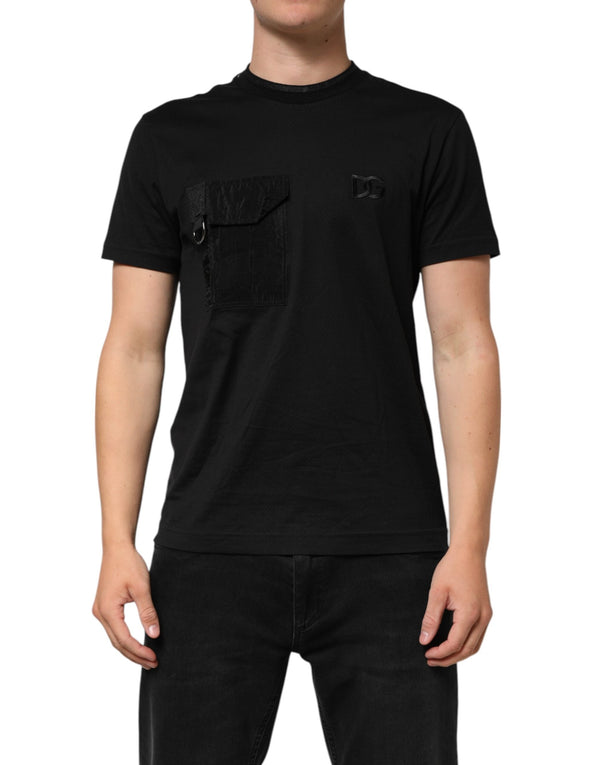 Black Cotton Embroidered DG Logo Pocket T-shirt Dolce & Gabbana
