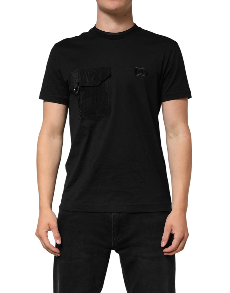 Black Cotton Embroidered DG Logo Pocket T-shirt Dolce & Gabbana