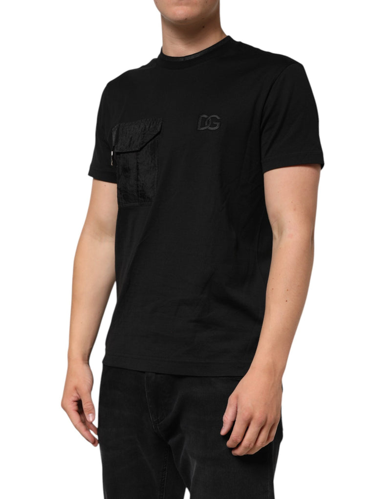 Black Cotton Embroidered DG Logo Pocket T-shirt Dolce & Gabbana